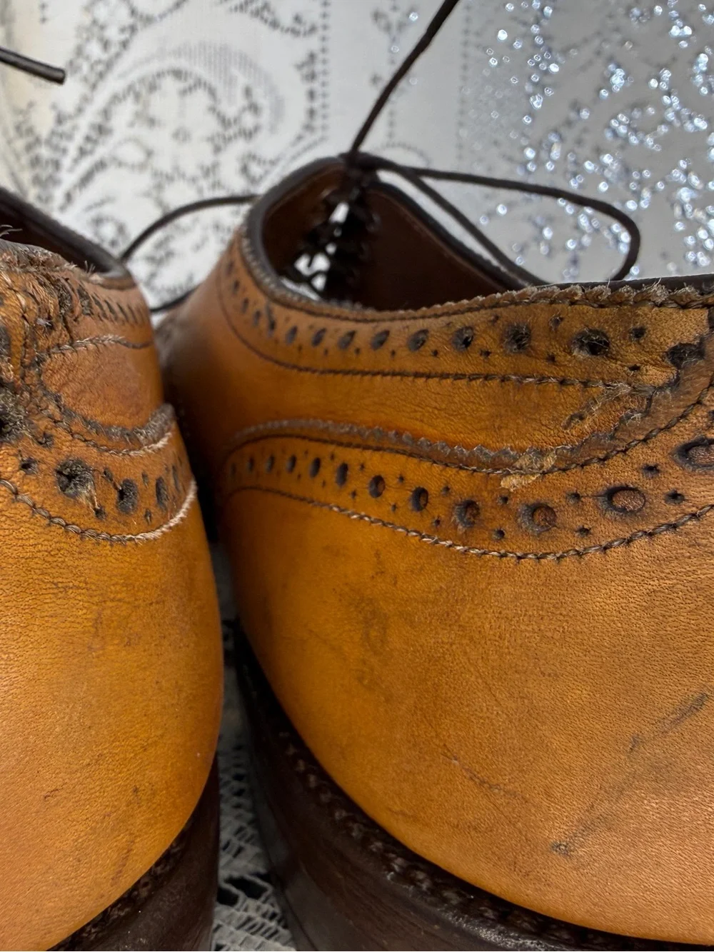 Allen Edmonds Cognac Brown Brogue Cap-Toe Oxfords